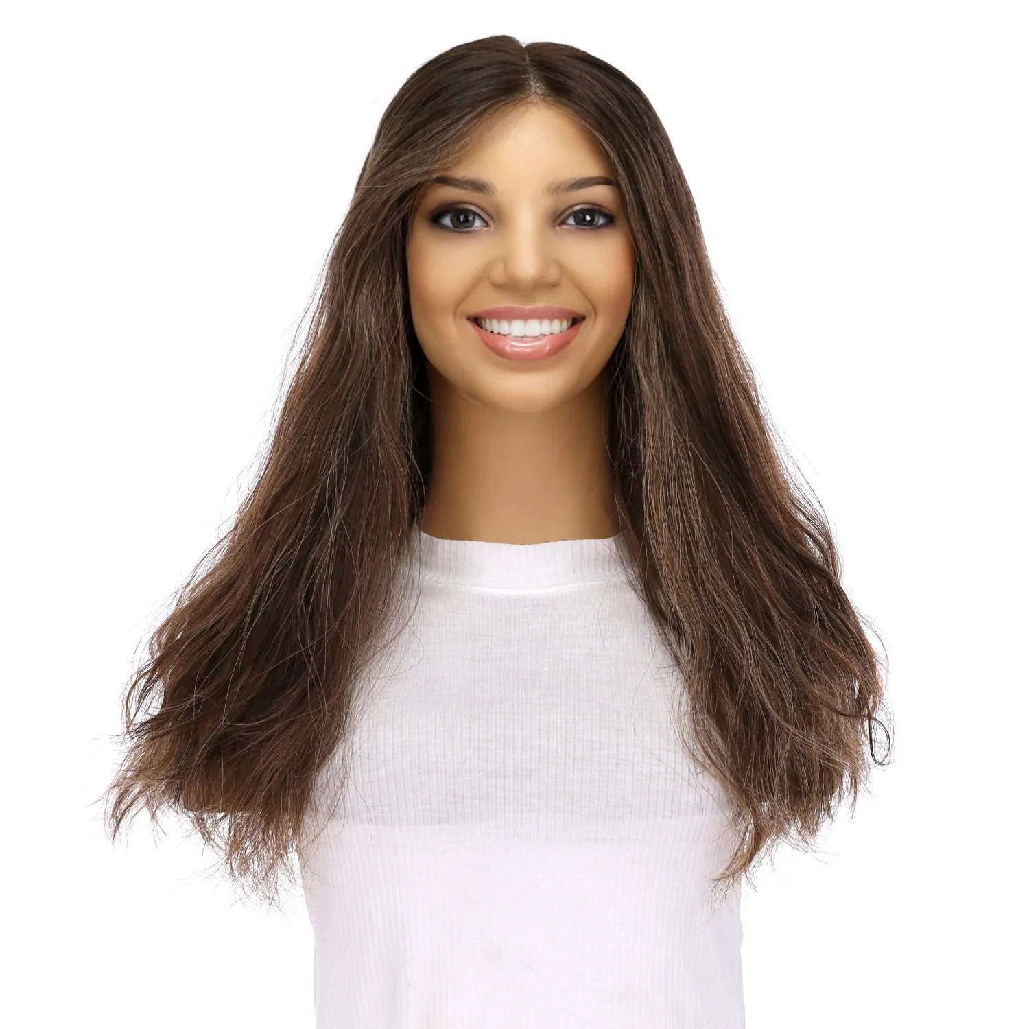20" Divine Lace Top Topper Dark Brown w/ Highlights Wavy - Image 2