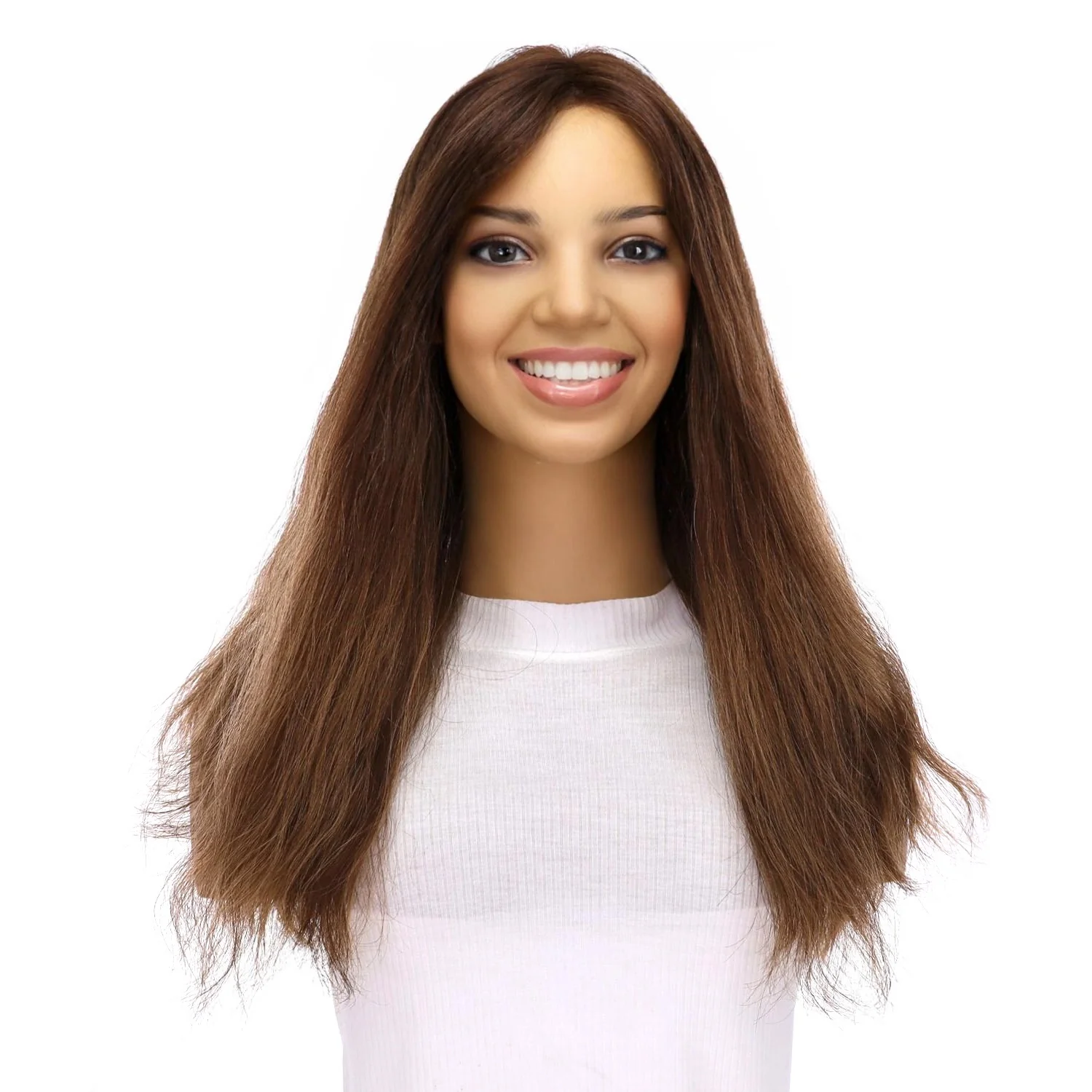 20" Divine Lace Top Topper Medium Brown Balayage Wavy - Image 2