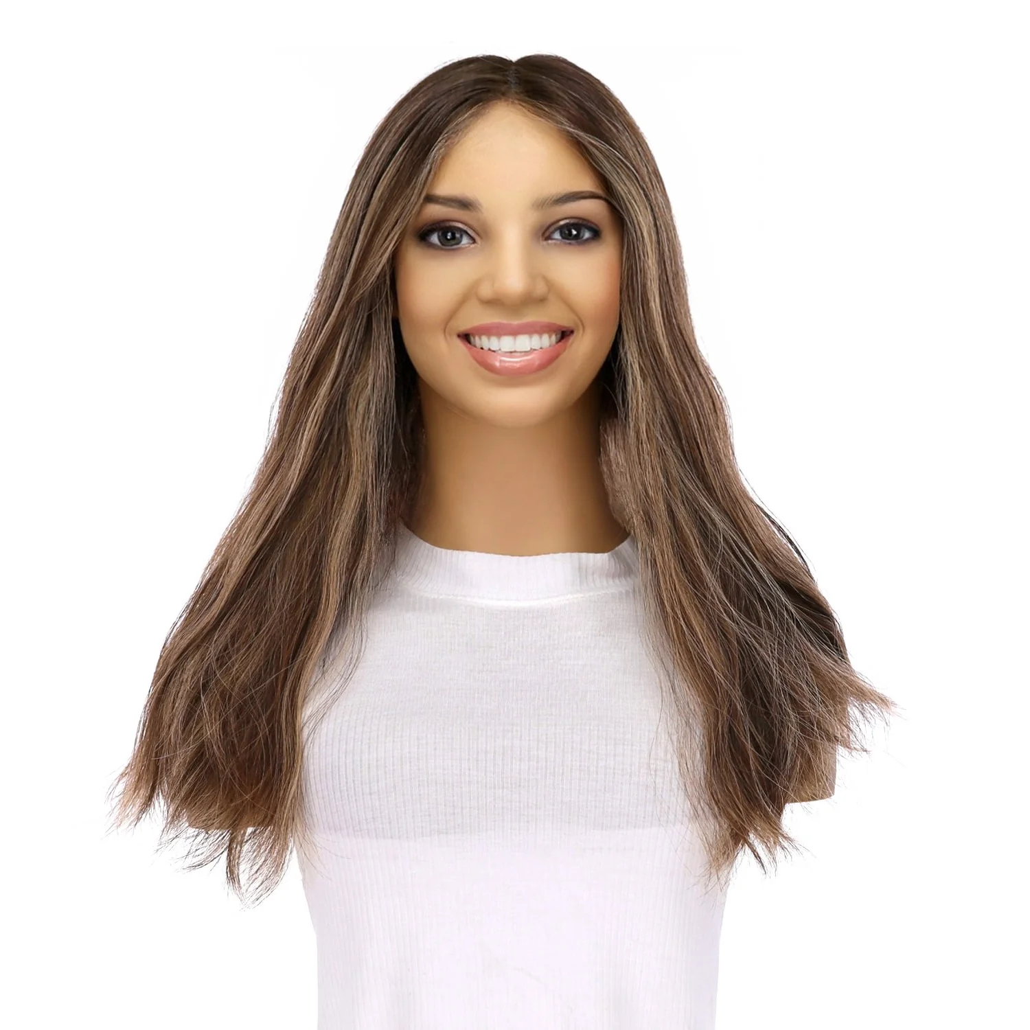 20" Divine Lace Top Topper Medium Brown w/ Highlights Wavy - Image 2