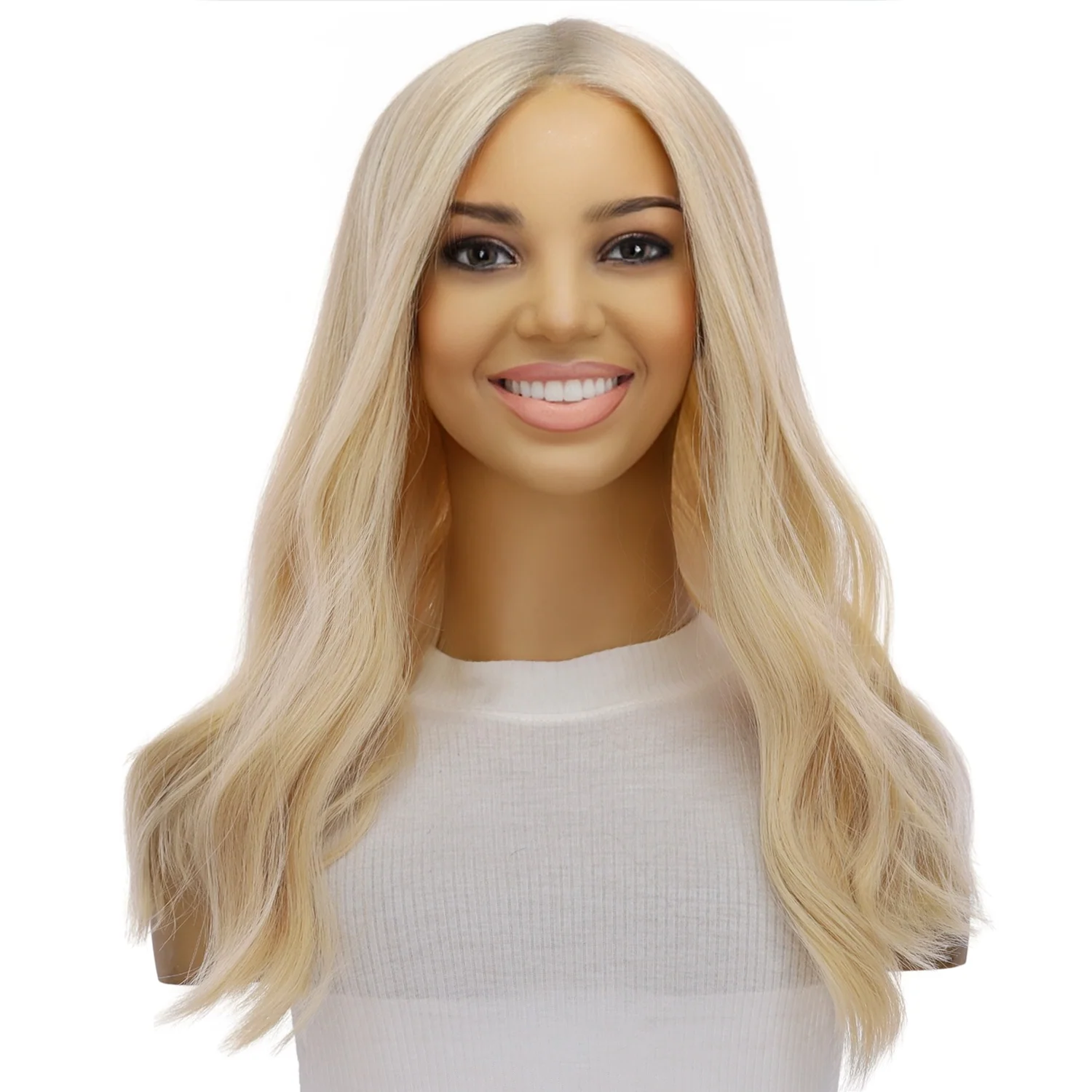 20" Divine Lace Top Topper Warm Platinum Blonde No Roots - Image 2