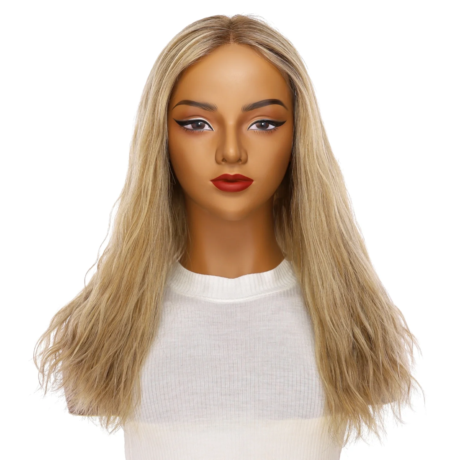 20" Divine Lace Top Wig Ashy Blonde w/ Highlights Wavy - Image 2
