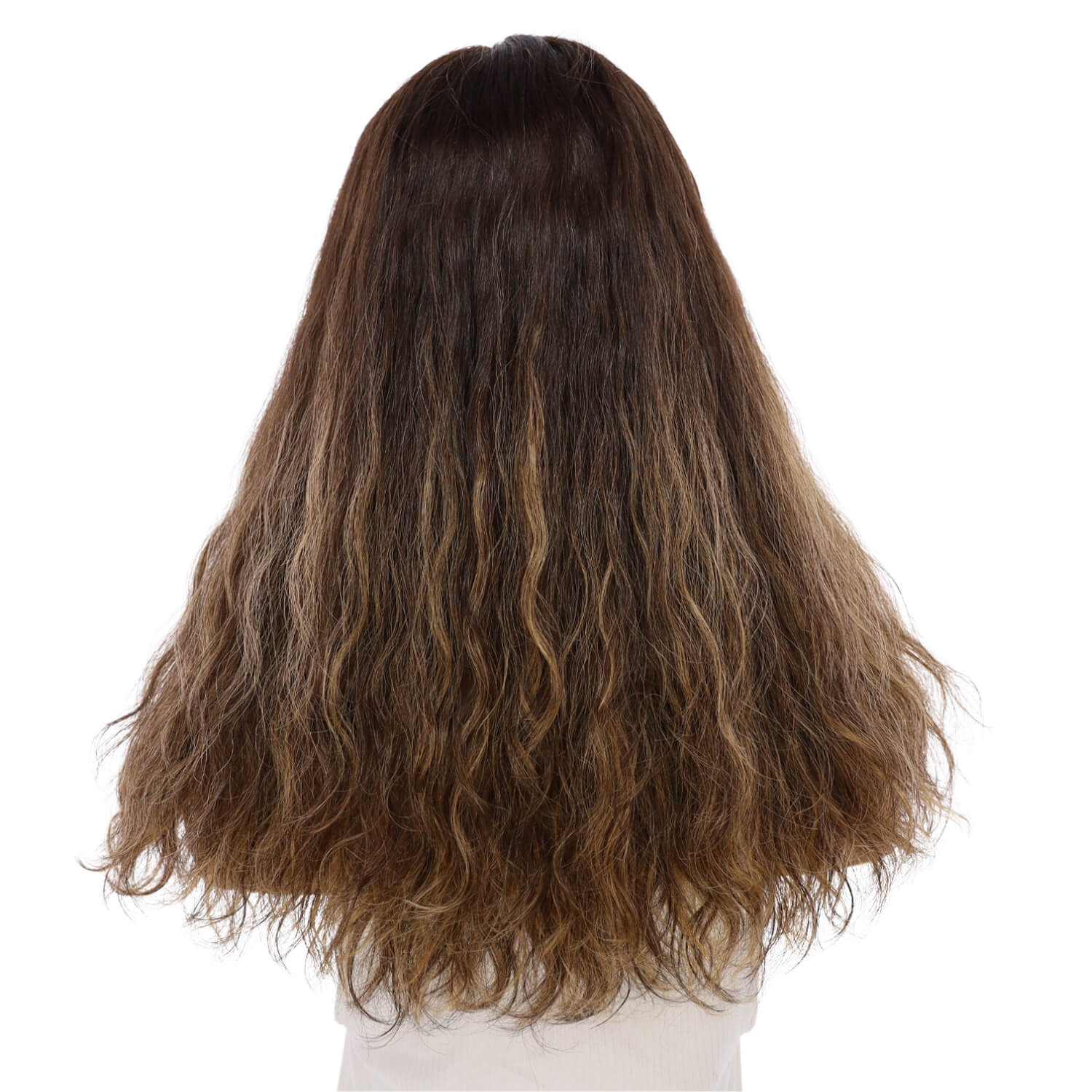 20" Divine Lace Top Wig Dark Brown Balayage Wavy - Image 3
