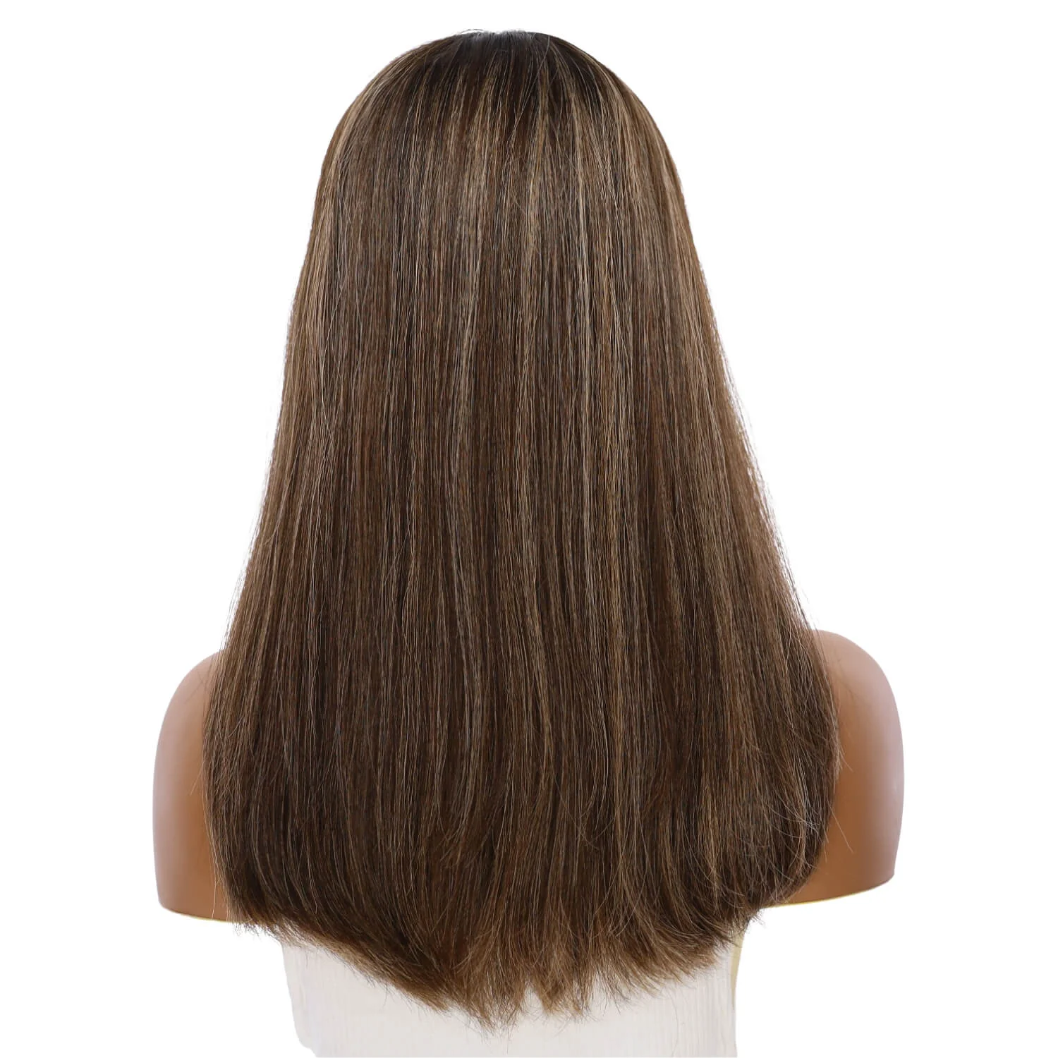 20" Divine Lace Top Wig Dark Brown w/ Highlights - Image 3