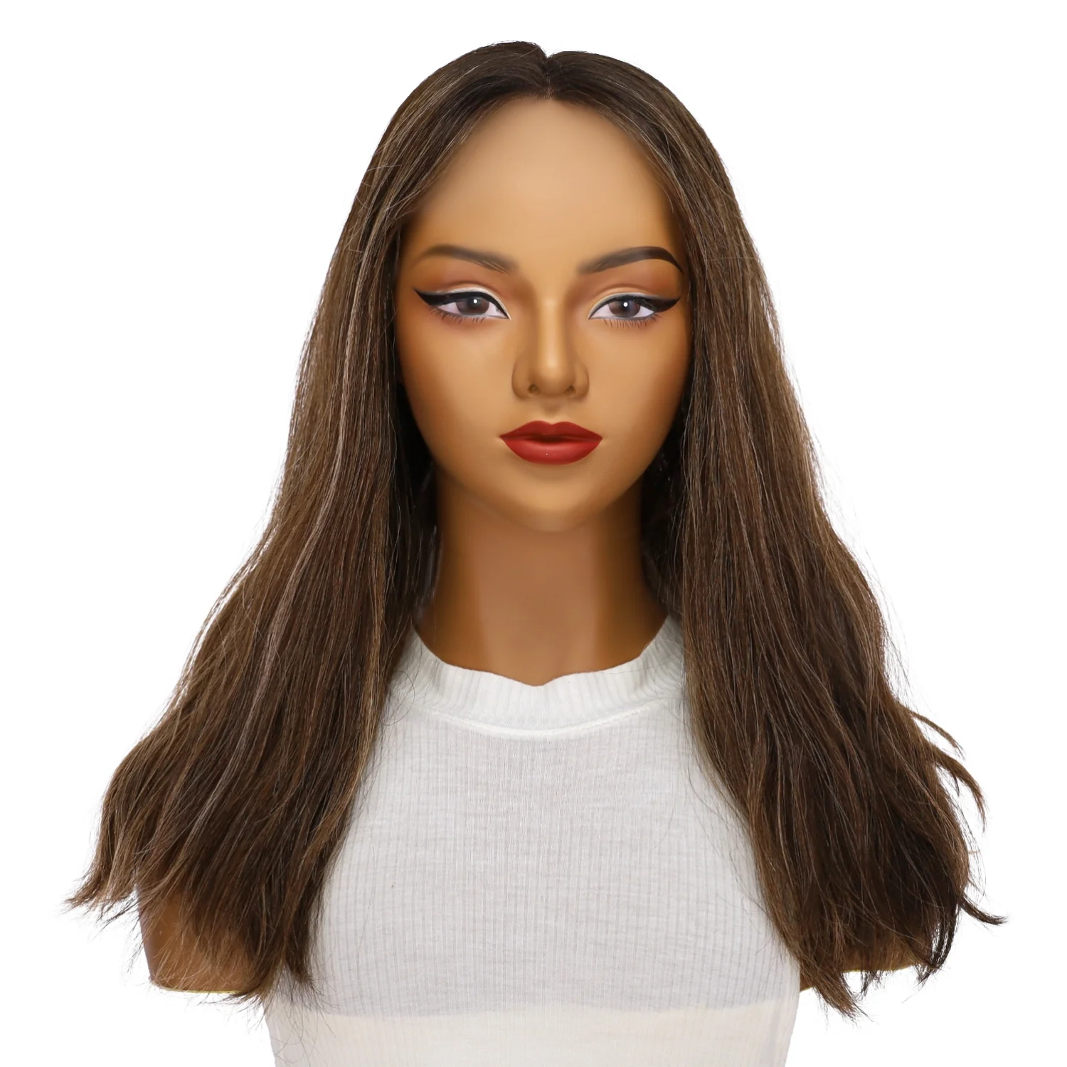 20" Divine Lace Top Wig Dark Brown w/ Highlights Wavy - Image 2