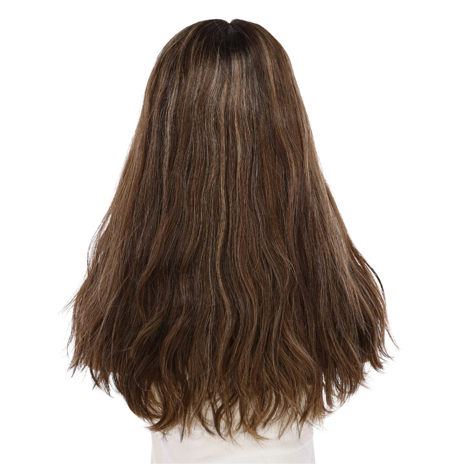 20" Divine Lace Top Wig Dark Brown w/ Highlights Wavy - Image 3