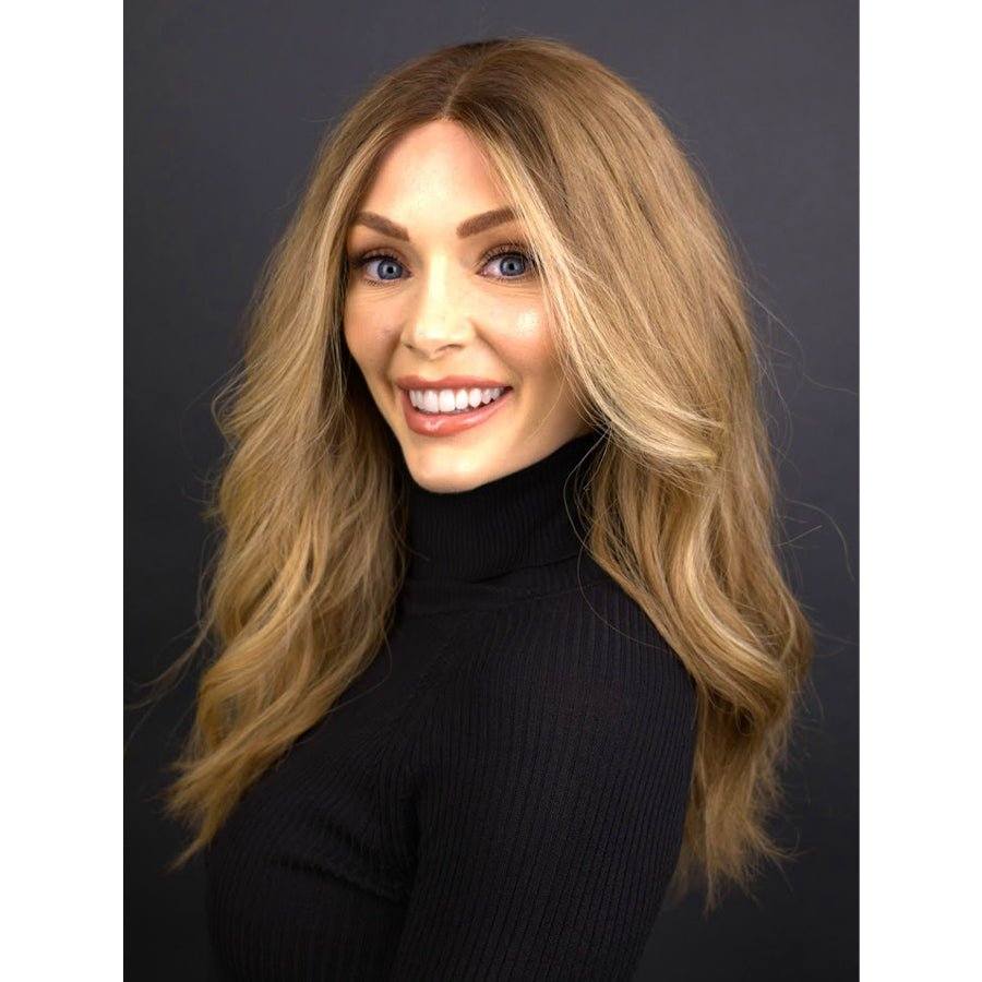 20" Divine Lace Top Wig Light Brown Babylight w/ Partial Rooting and Money Pieces - Image 2