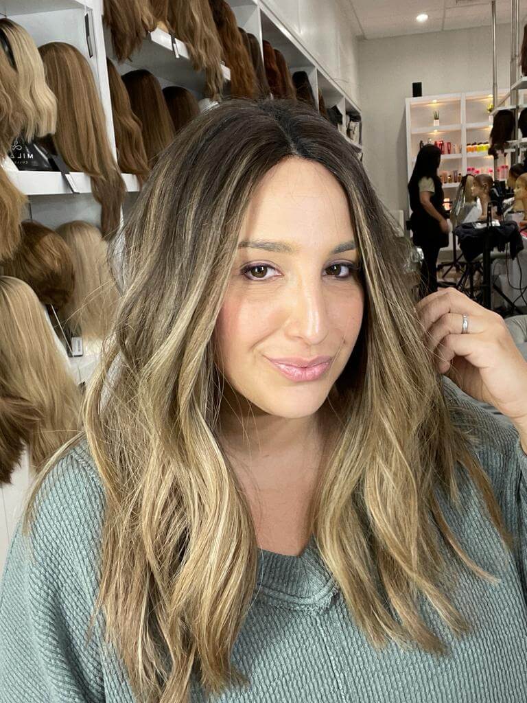 20" Divine Lace Top Wig Medium Blonde w/ Reverse Balayage Color Service - Image 2