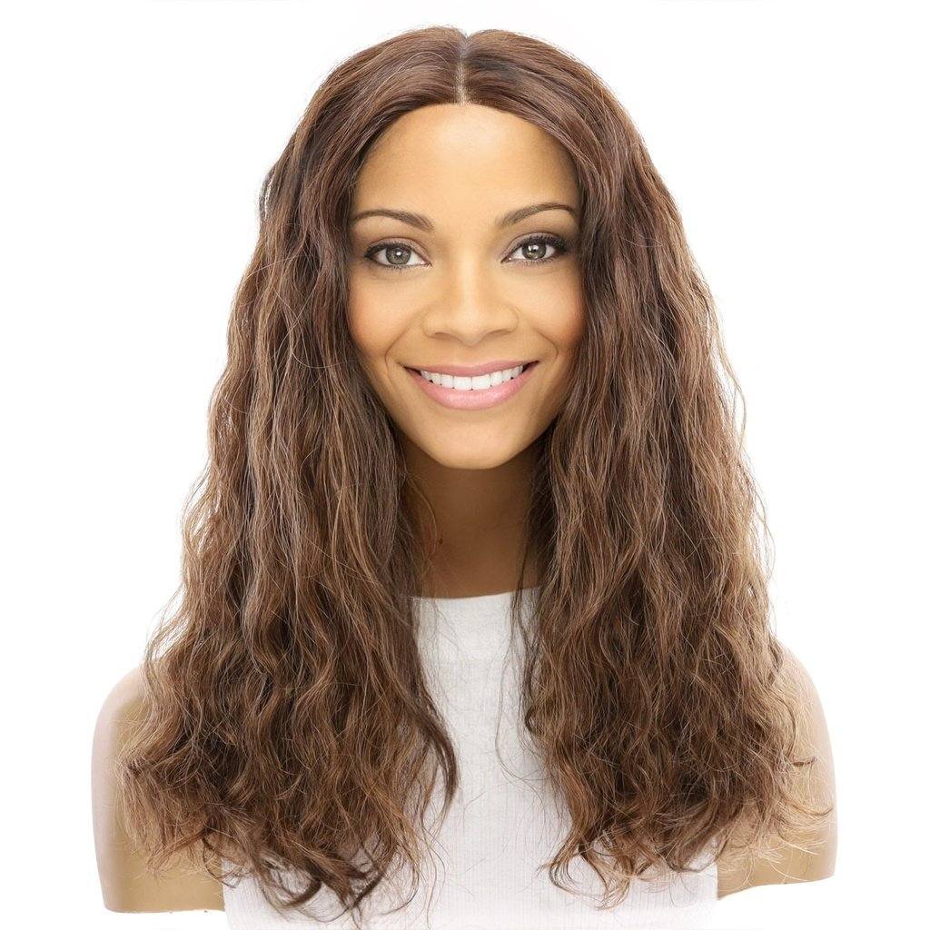 20" Divine Lace Top Wig Medium Brown Balayage Wavy - Image 2
