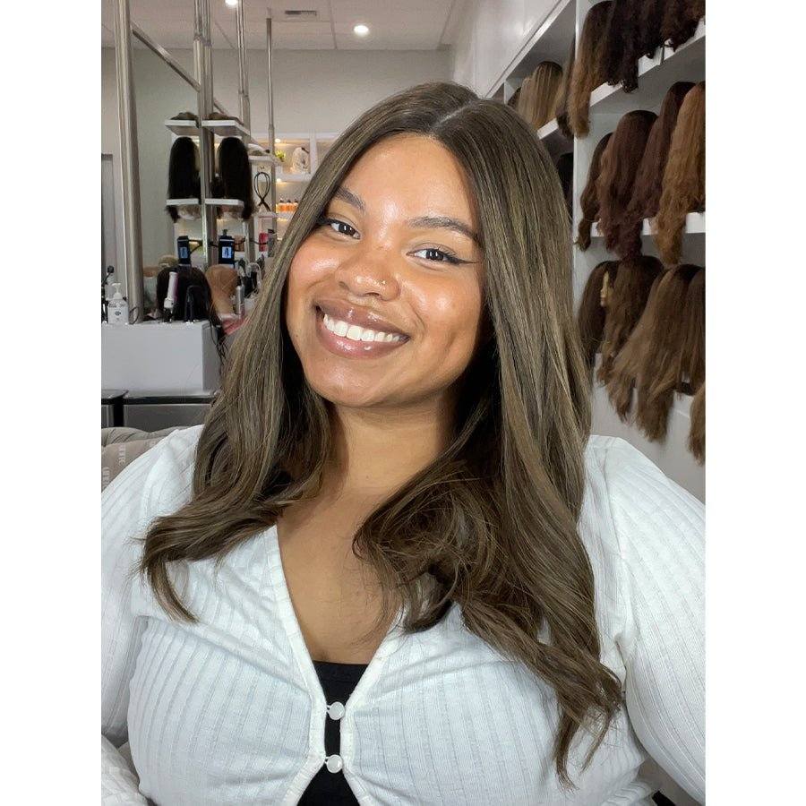 20" Divine Lace Top Wig Medium Brown w/ Highlights - Image 2
