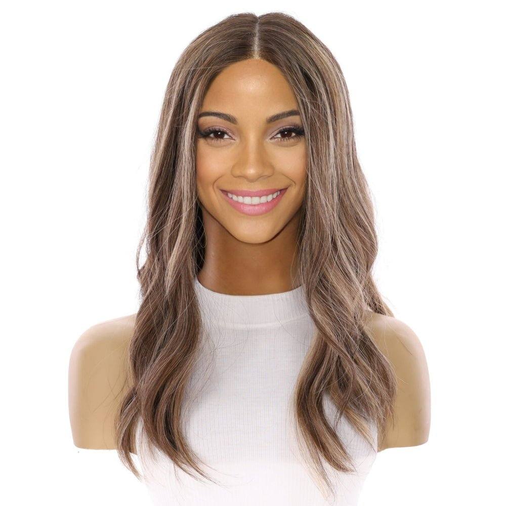 20" Divine Lace Top Wig Medium Brown w/ Highlights - Image 2