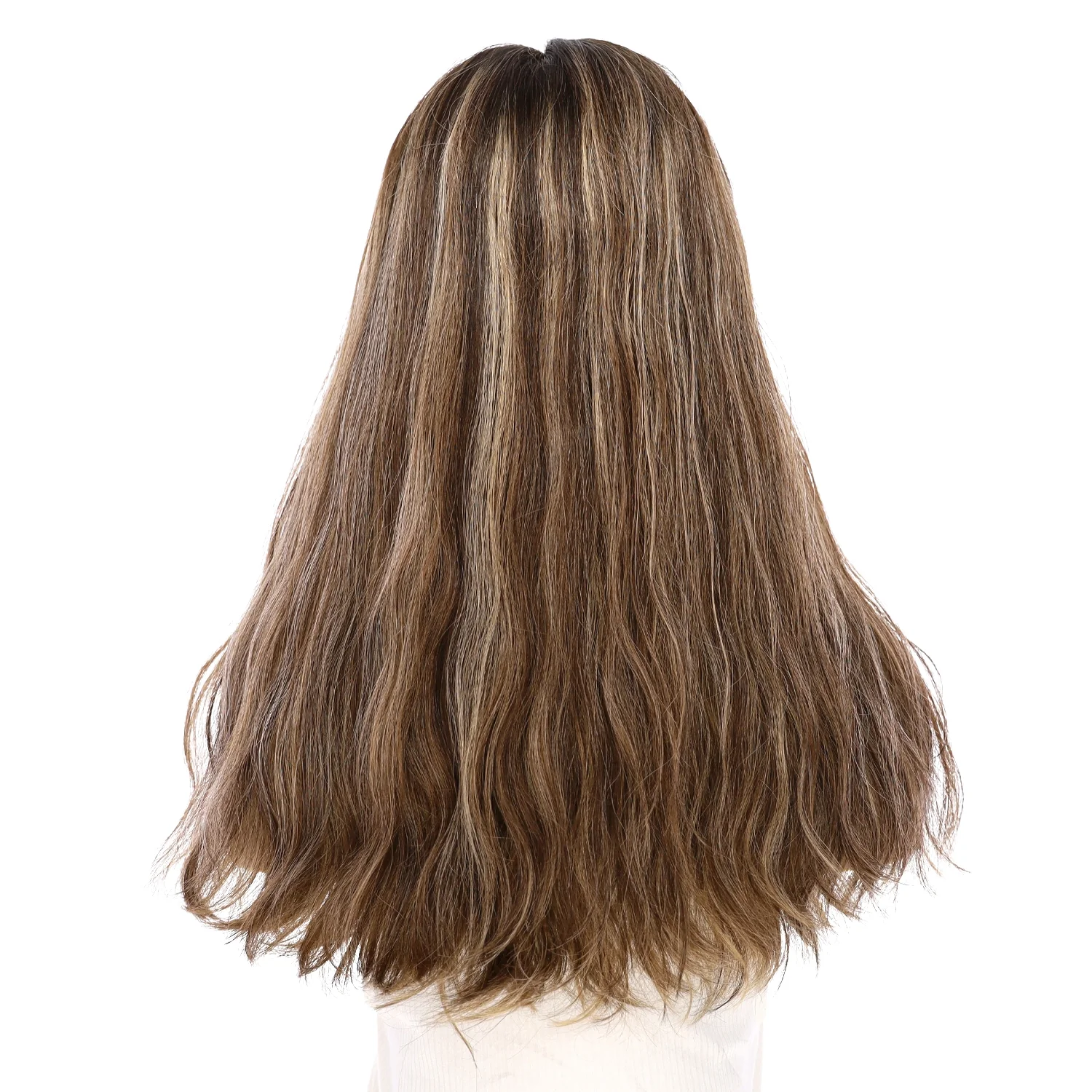 20" Divine Lace Top Wig Medium Brown w/ Highlights Wavy - Image 3