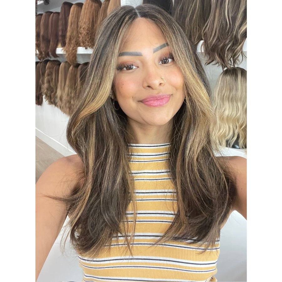 20" Divine Lace Top Wig Soft Black w/ Highlights & Money Pieces - Image 4