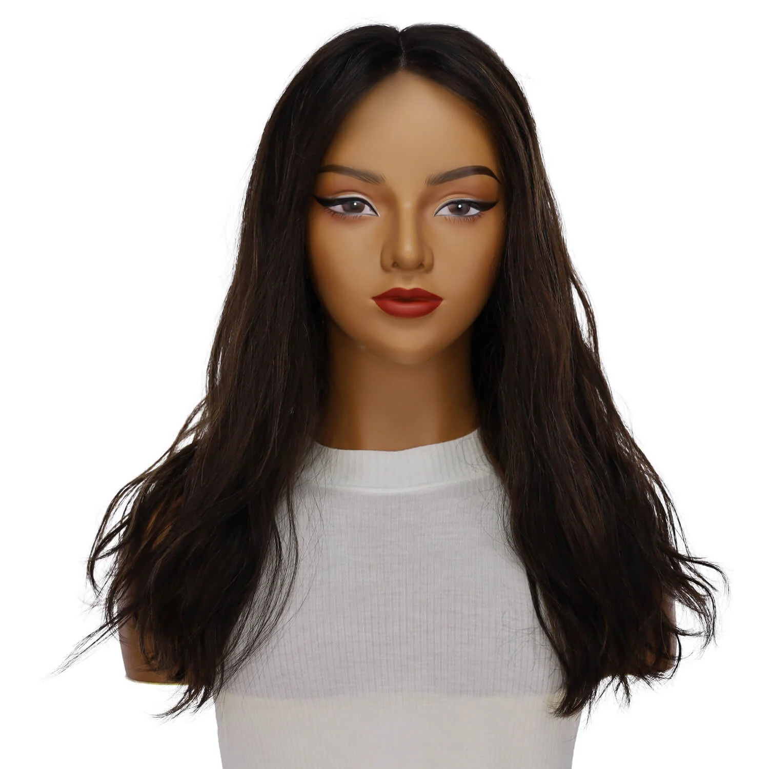 20" Divine Lace Top Wig Soft Black w/ Highlights Wavy - Image 2