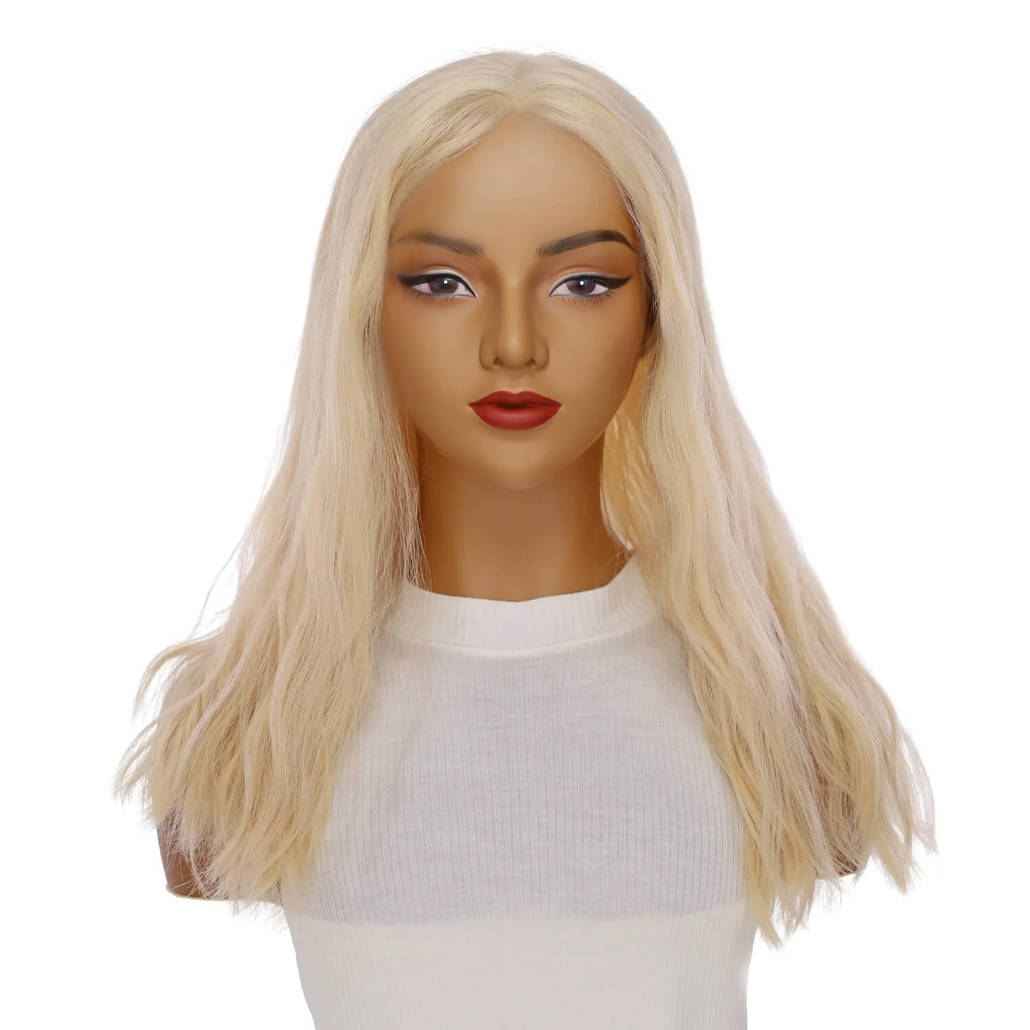 20" Divine Lace Top Wig Warm Platinum Blonde w/ No Rooting Wavy - Image 2
