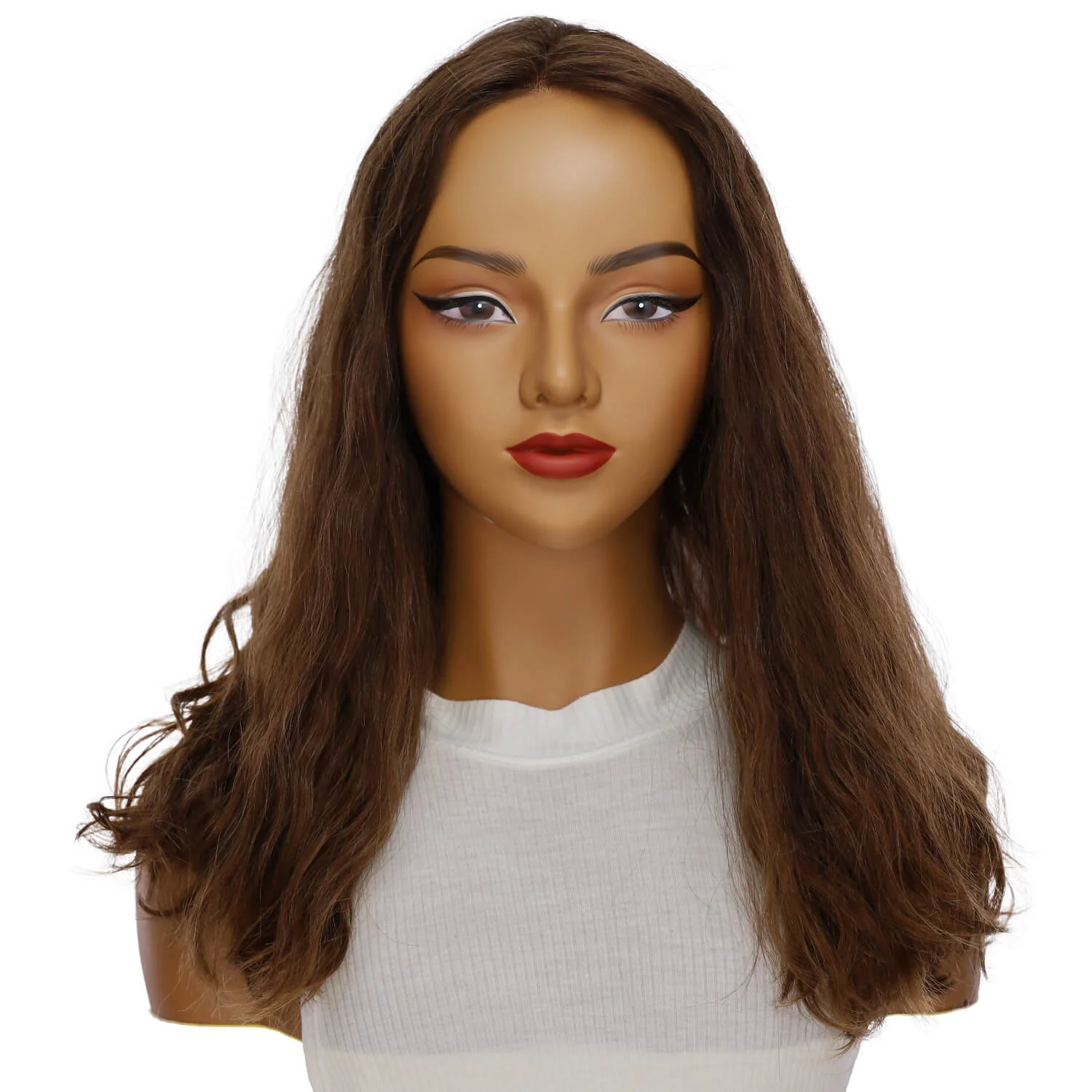 20" Divine Luxe Lace Top Wig #8 Warm Medium Brown Wavy - Image 2