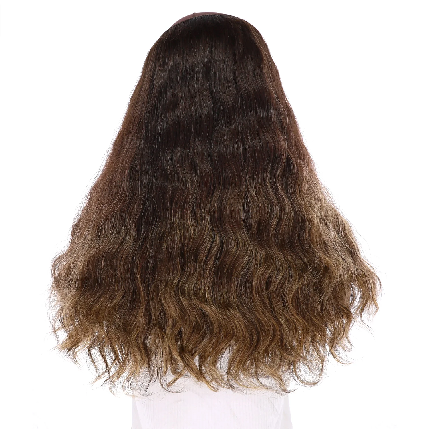 20" HatFall Wig Dark Brown Balayage Wavy - Image 3
