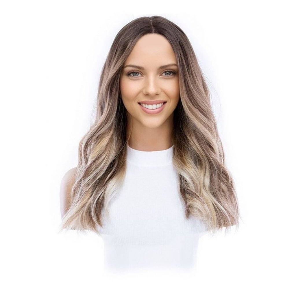 20" Divine Luxe Lace Top Wig #Light Brown w/ Blonde Balayage - Image 2