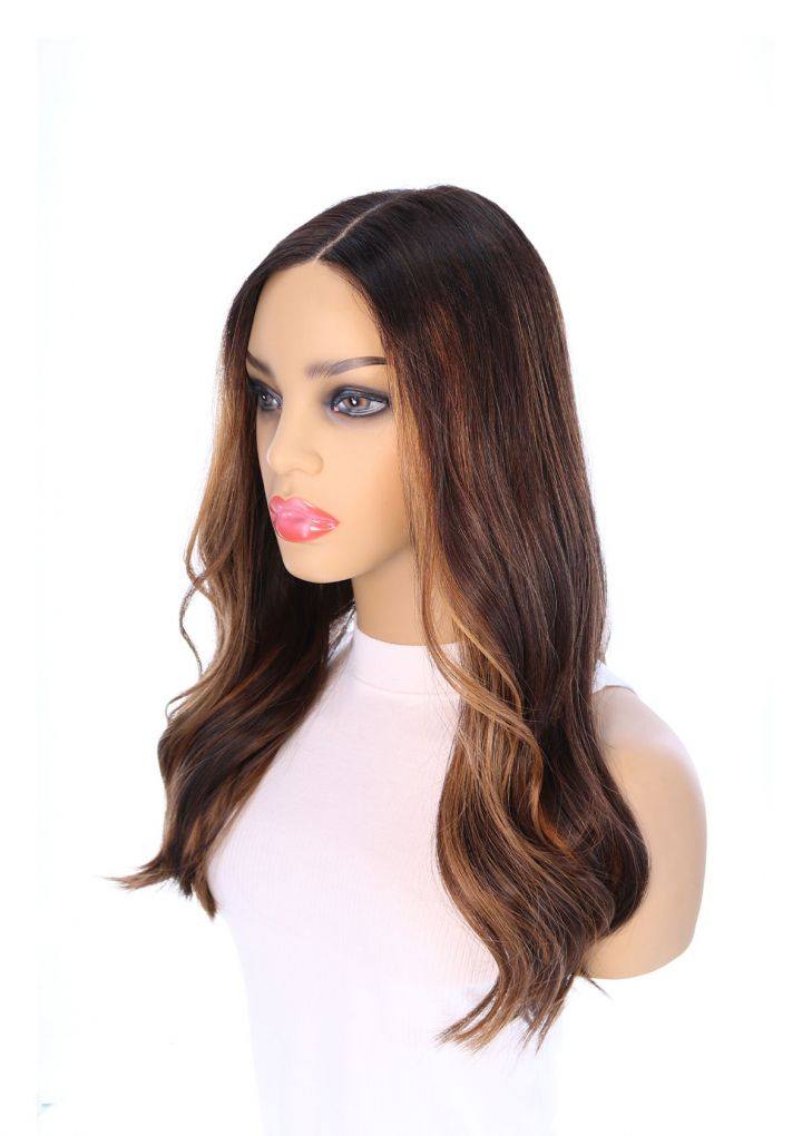 20" Divine Luxe Lace Top Wig #Dark Brown w/ Caramel Balayage & Rooting - Image 3