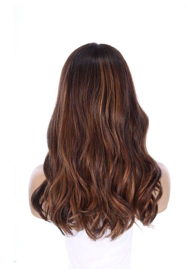 20" Divine Luxe Lace Top Wig #Dark Brown w/ Caramel Balayage - Image 6