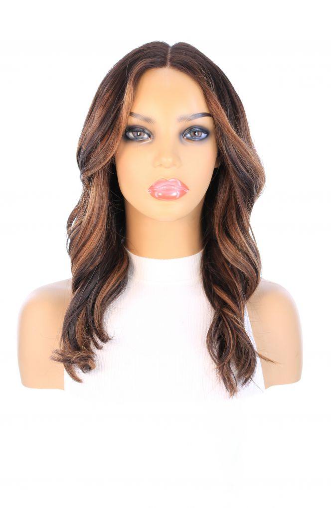 20" Divine Luxe Lace Top Wig #Dark Brown w/ Honey Balayage - Image 4