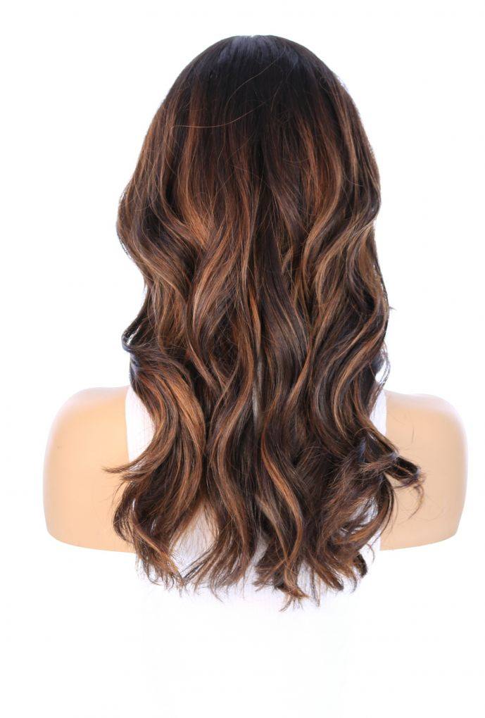 20" Divine Luxe Lace Top Wig #Dark Brown w/ Honey Balayage - Image 6