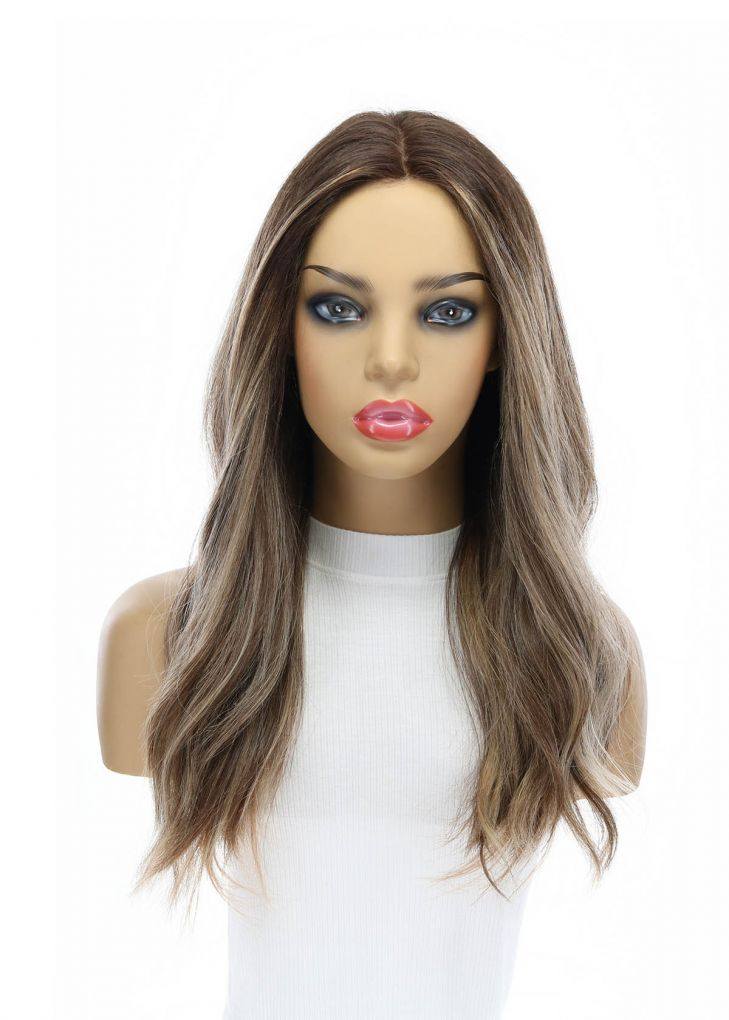 20" Divine Luxe Lace Top Wig #Dark Brown w/ Ash Balayage - Image 4