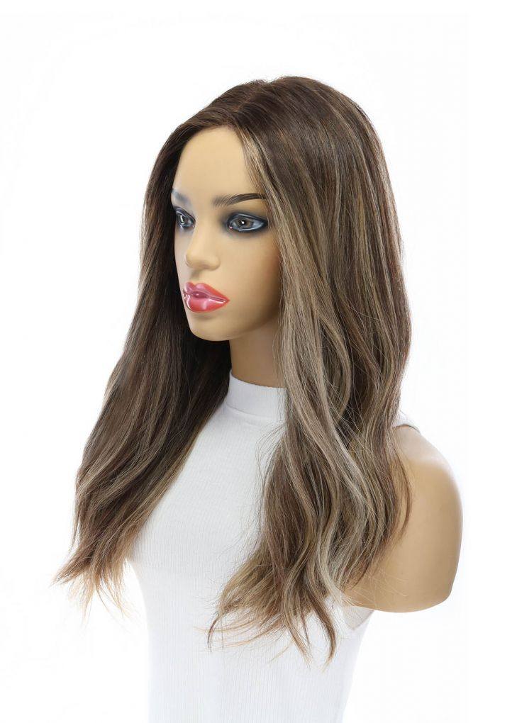 20" Divine Luxe Lace Top Wig #Dark Brown w/ Ash Balayage - Image 6