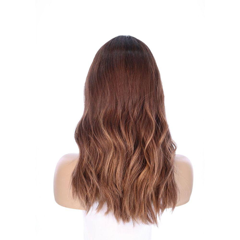 20" Divine Lace Top Wig Medium Brown Balayage w/ Partial Rooting - Image 4