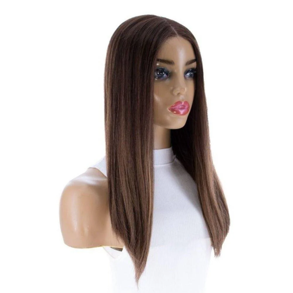 20" Divine Lace Top Wig Medium Brown Balayage - Image 6
