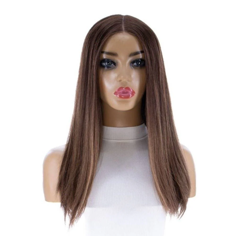 20" Divine Lace Top Wig Medium Brown Balayage - Image 7