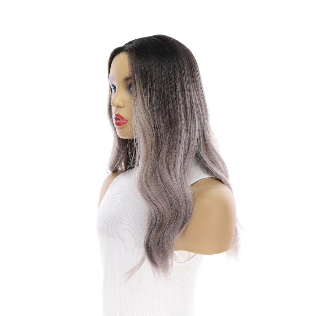 20" Divine Lace Top Wig Silver Smoke Grey w/ Reverse Balayage - Image 4