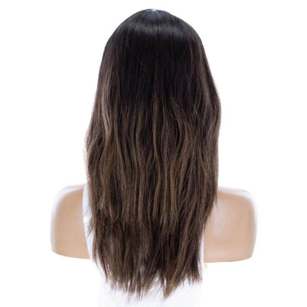 20" Princess Silk Top Wig Dark Brown Balayage - Image 5