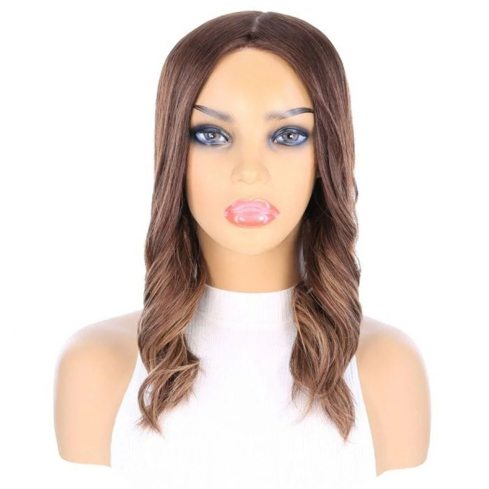 20" Princess Silk Top Wig Medium Brown Balayage - Image 3