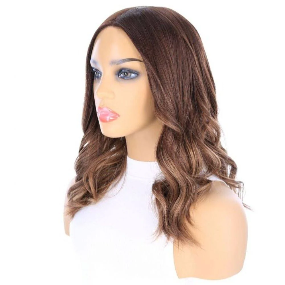 20" Princess Silk Top Wig Medium Brown Balayage - Image 4