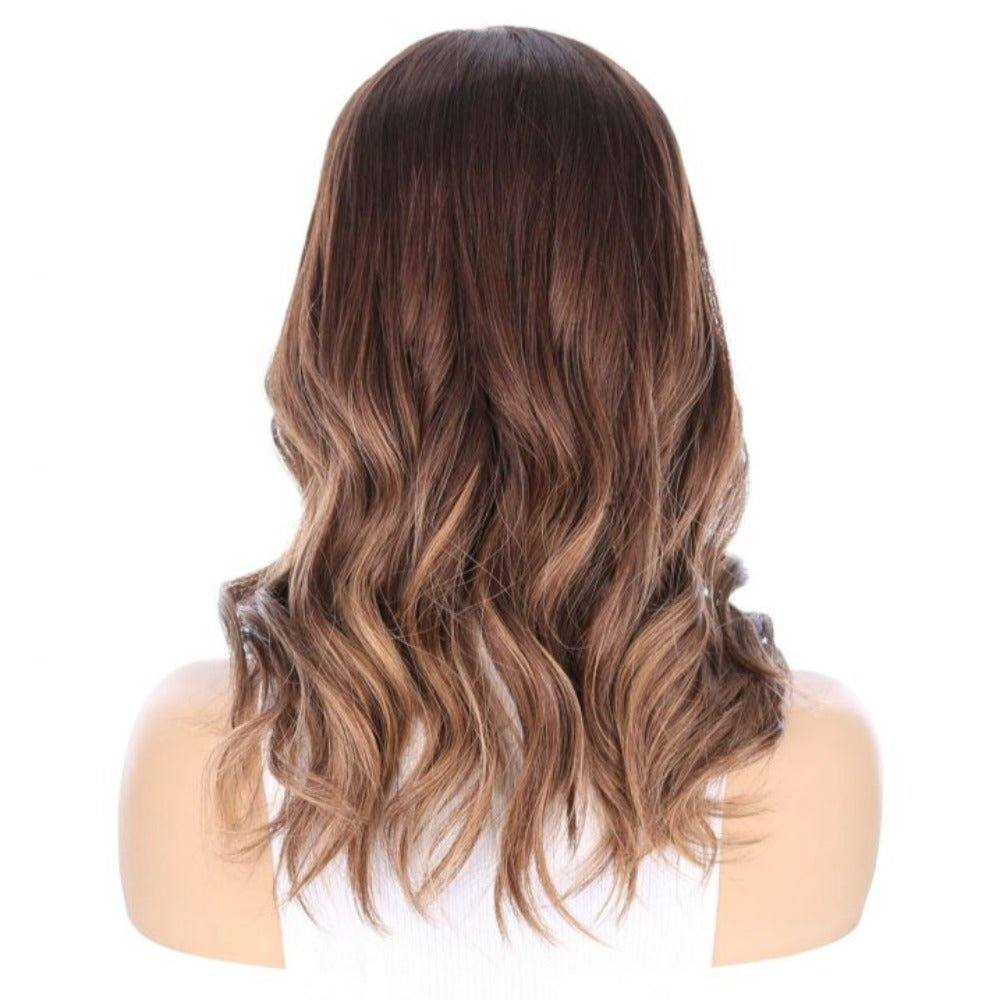 20" Princess Silk Top Wig Medium Brown Balayage - Image 5