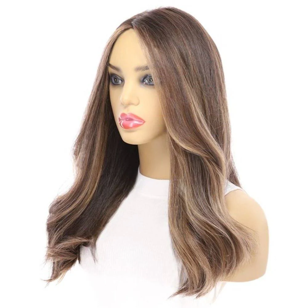 20" Luxe Silk Top Wig #Dark Brown w/ Honey Blonde Balayage - Image 5