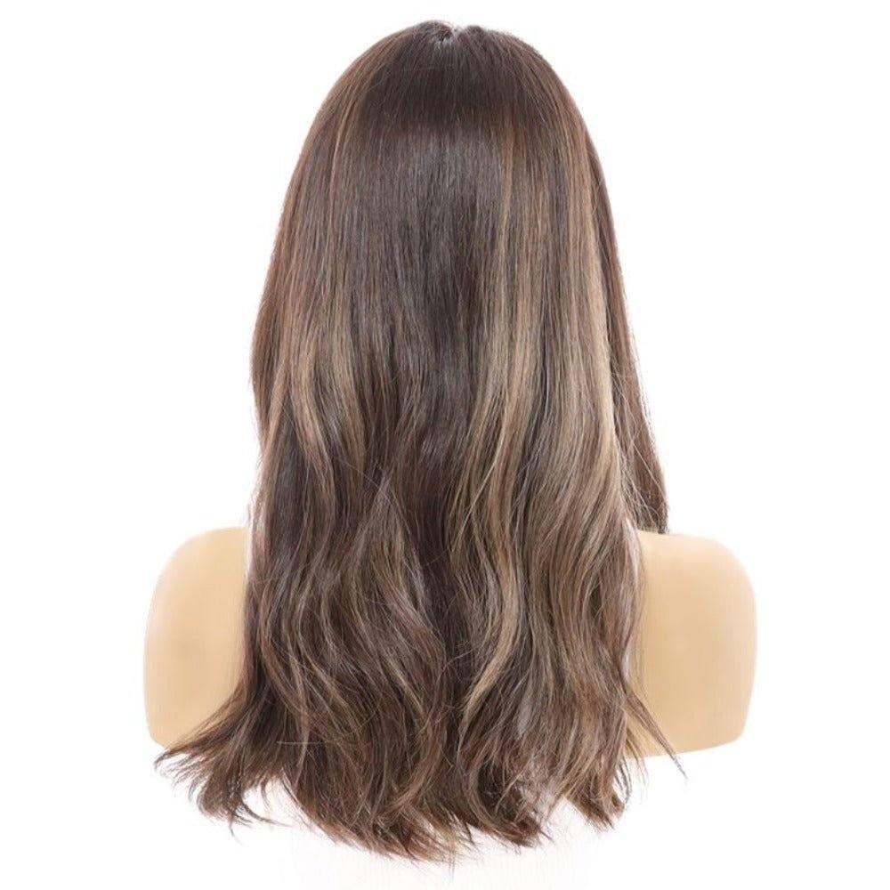 20" Luxe Silk Top Wig #Dark Brown w/ Honey Blonde Balayage - Image 6