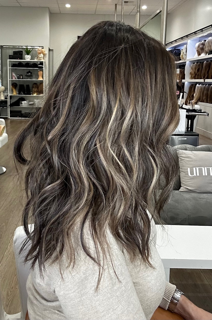 20" Luxe Silk Top Wig #2 Neutral Dark Brown w/ Balayage Color Service - Image 2