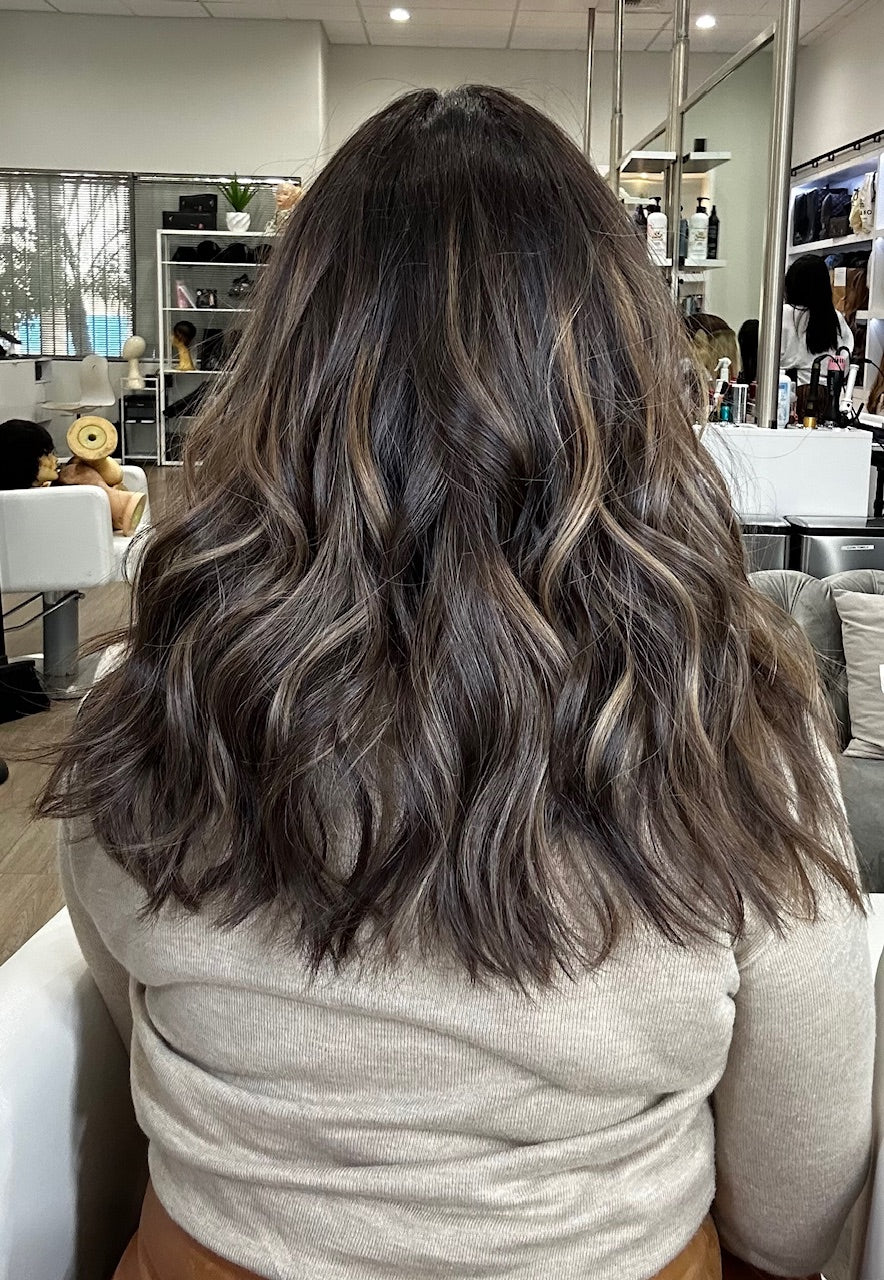 20" Luxe Silk Top Wig #2 Neutral Dark Brown w/ Balayage Color Service - Image 3