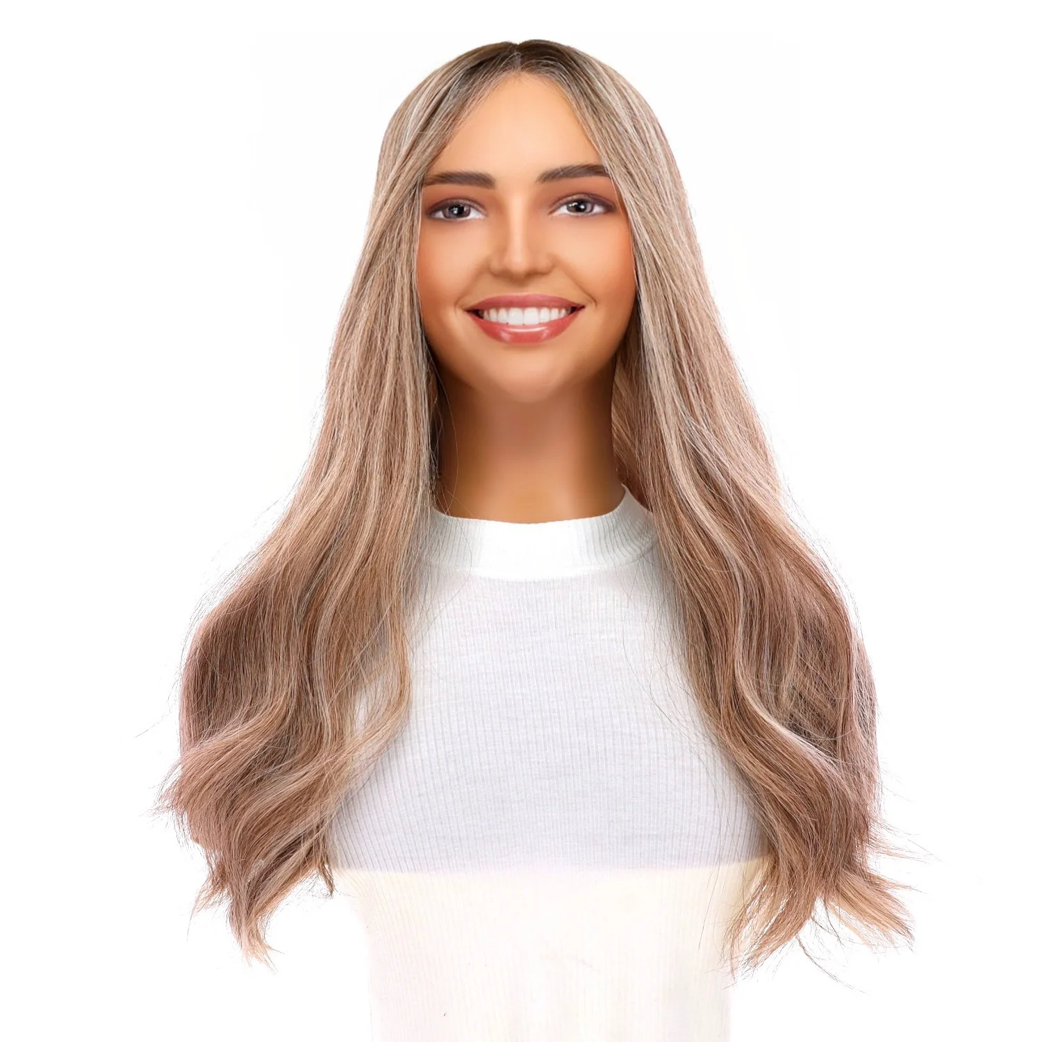 20" Onyx Silk Top Topper Ashy Blonde w/ Highlights - Image 2