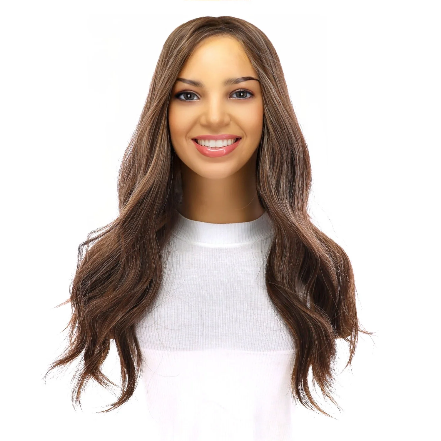 20" Onyx Silk Top Topper Dark Brown w/ Highlights - Image 2
