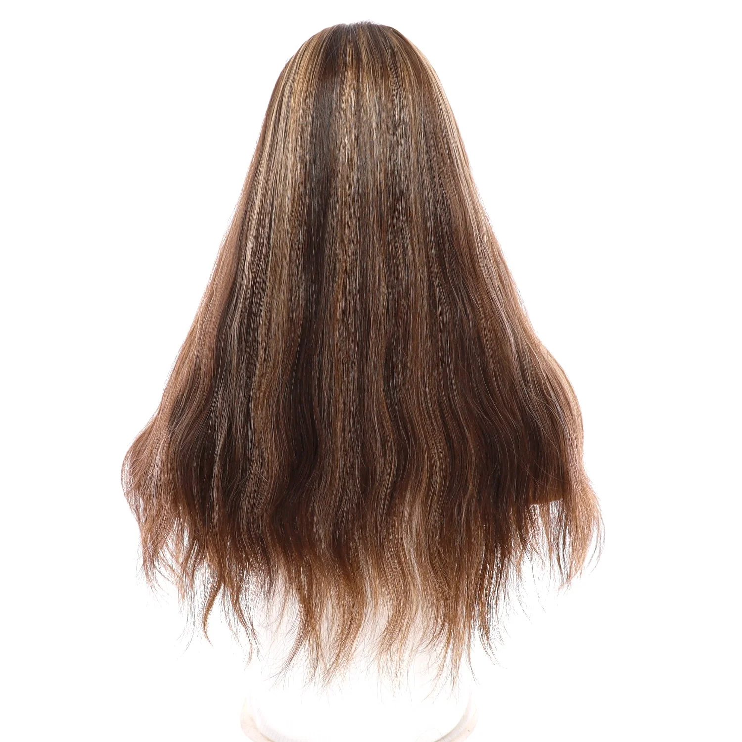 20" Onyx Silk Top Topper Dark Brown w/ Highlights Slightly Wavy - Image 3