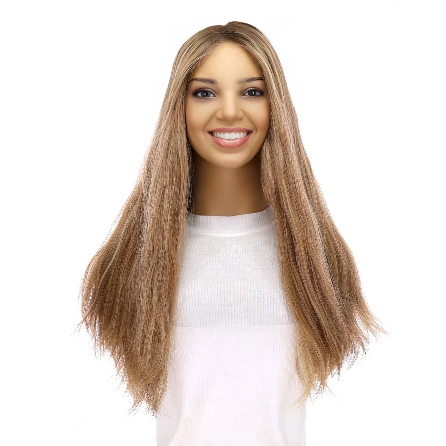 20" Onyx Silk Top Topper Medium Blonde w/ Highlights Slightly Wavy - Image 2