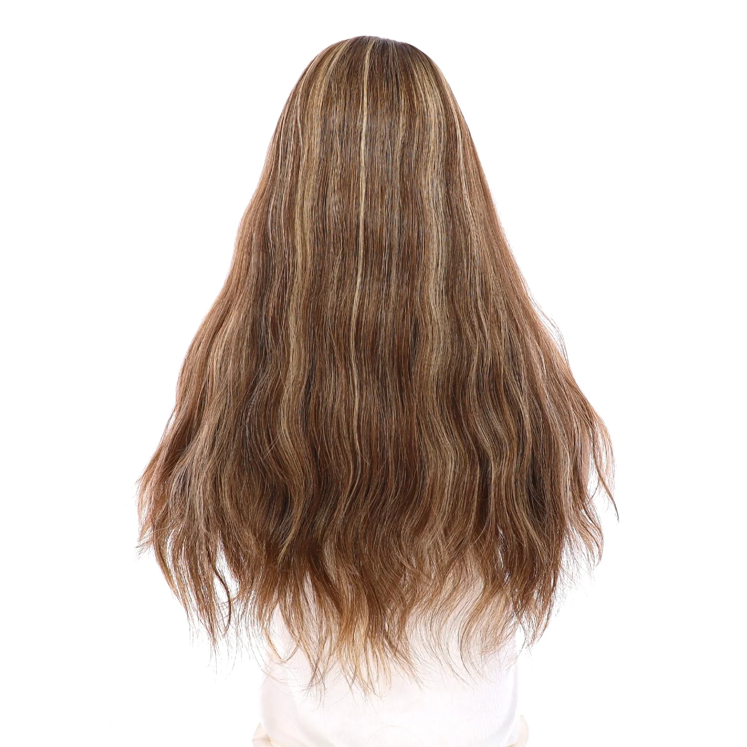 20" Onyx Silk Top Topper Medium Brown w/ Highlights Slightly Wavy - Image 3