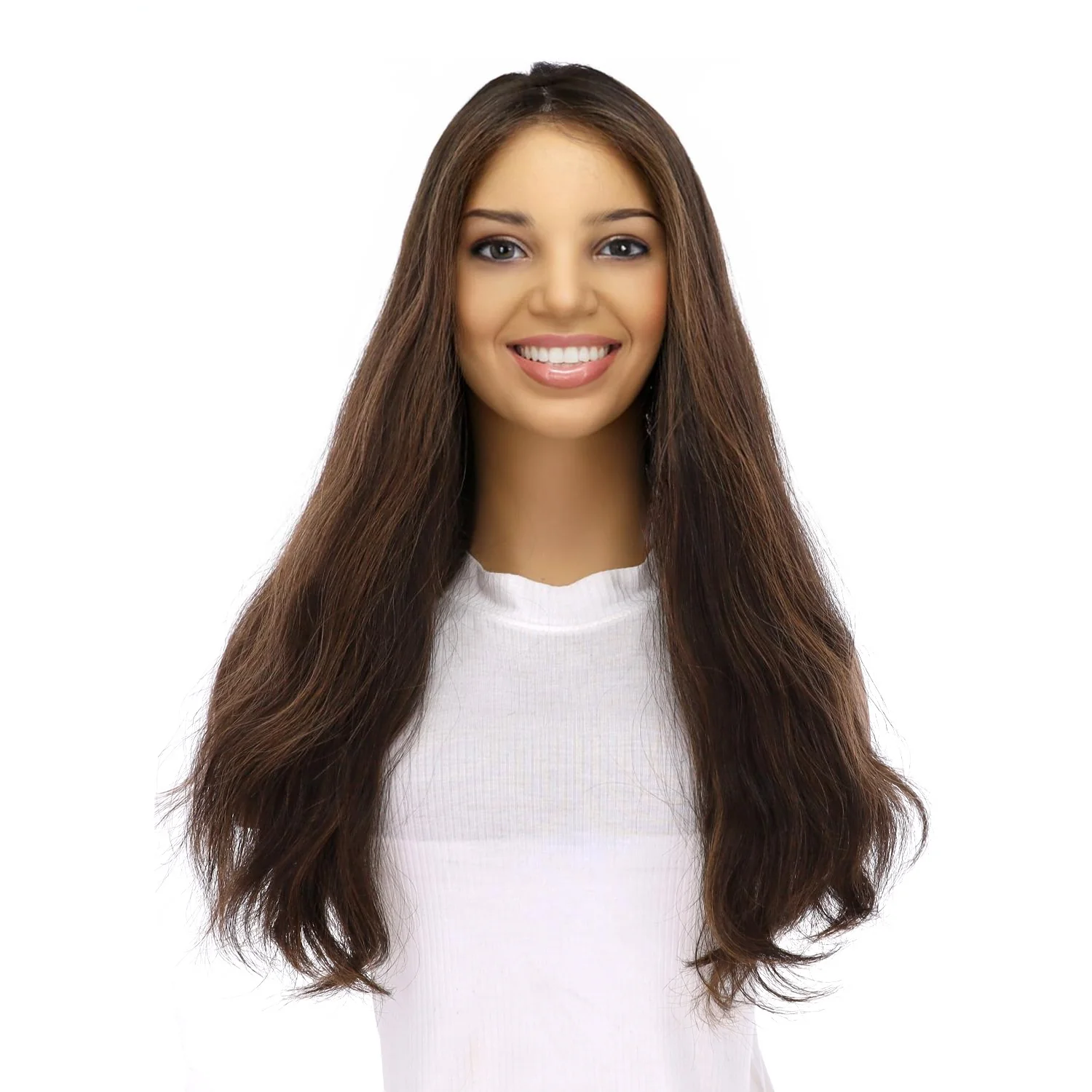 20" Onyx Silk Top Topper Soft Black w/ Highlights Wavy - Image 2