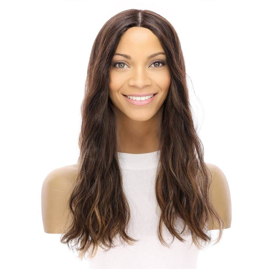 20" Princess Silk Top Wig Dark Brown Balayage Wavy - Image 2