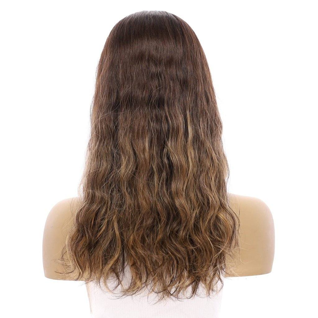 20" Princess Silk Top Wig Dark Brown Balayage Wavy - Image 3