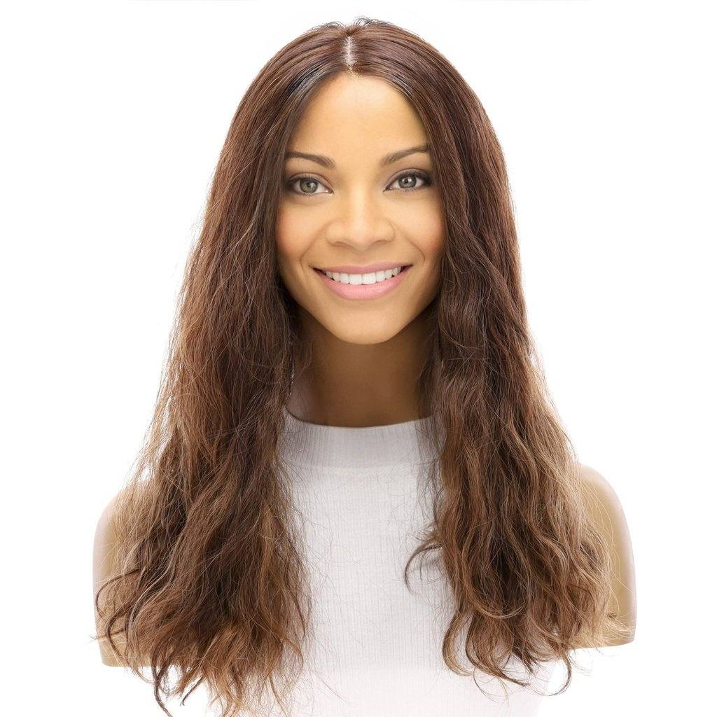 20" Princess Silk Top Wig Medium Brown Balayage Wavy - Image 2
