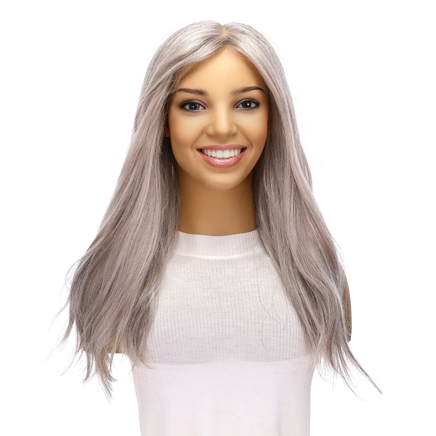 20" Princess Silk Top Wig Snow Grey - Image 2