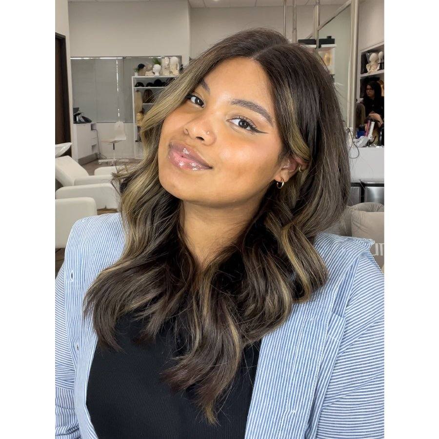 20" Secret Lace Top Wig #4 Dark Brown w/ Warm Balayage - Image 3